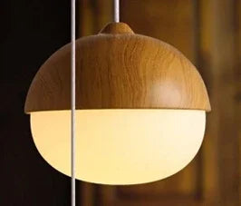 Nuts acorn small mushrooms chanderlier glass milky ball wood grain iron modern pendant lamp led pine cone light