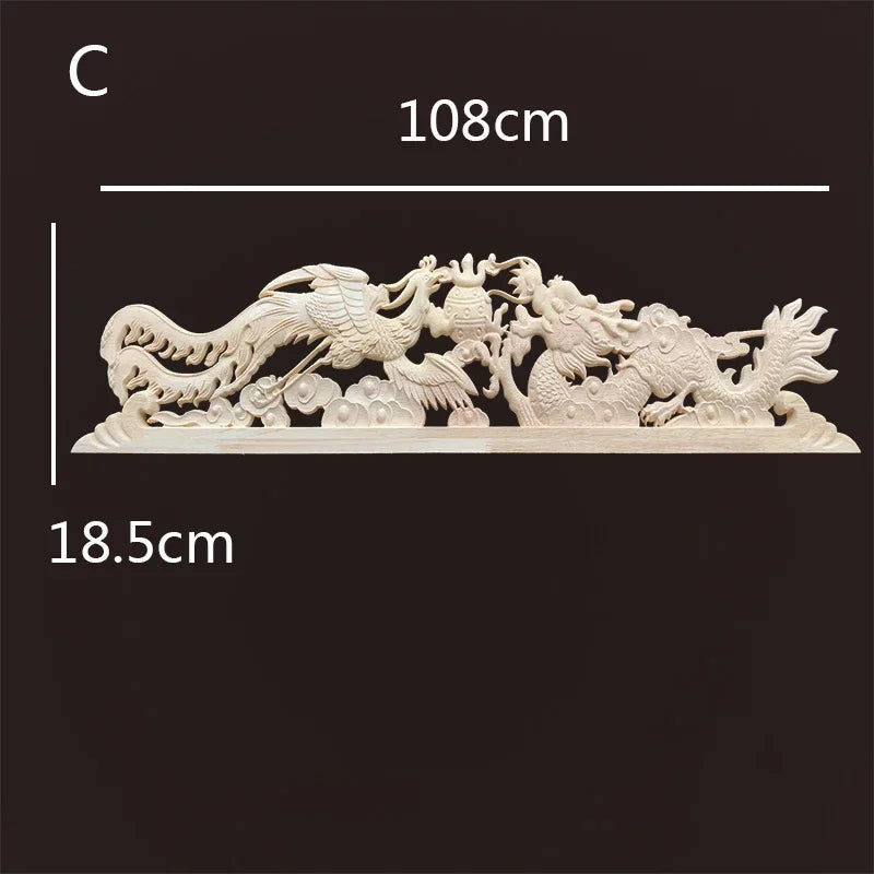 Chinese dragon wood carving onlays and appliques home decorations accessories antique moulding decals for furniture