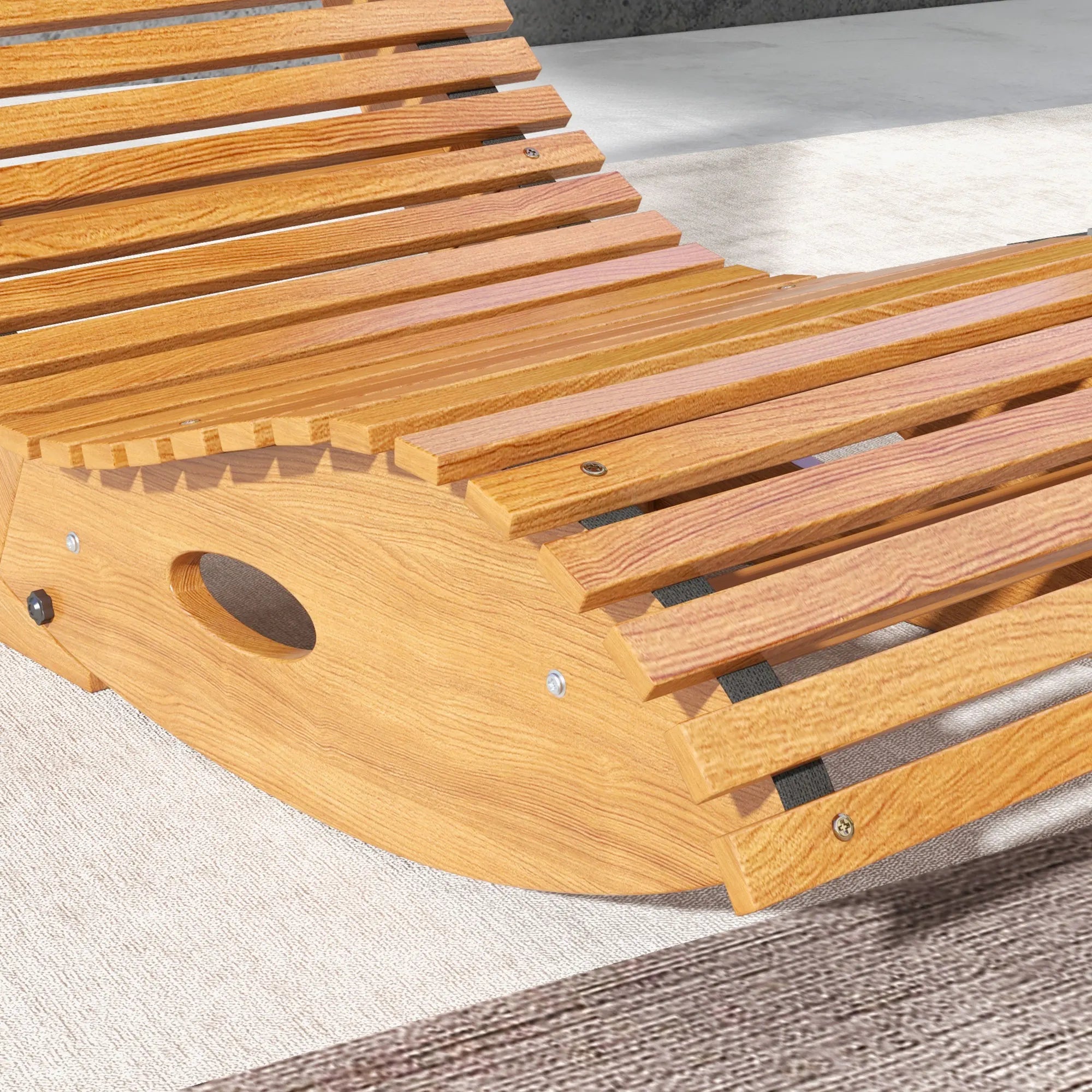 Outsunny outdoor rocking chair w/ slatted seat wooden teak - yellow / united states