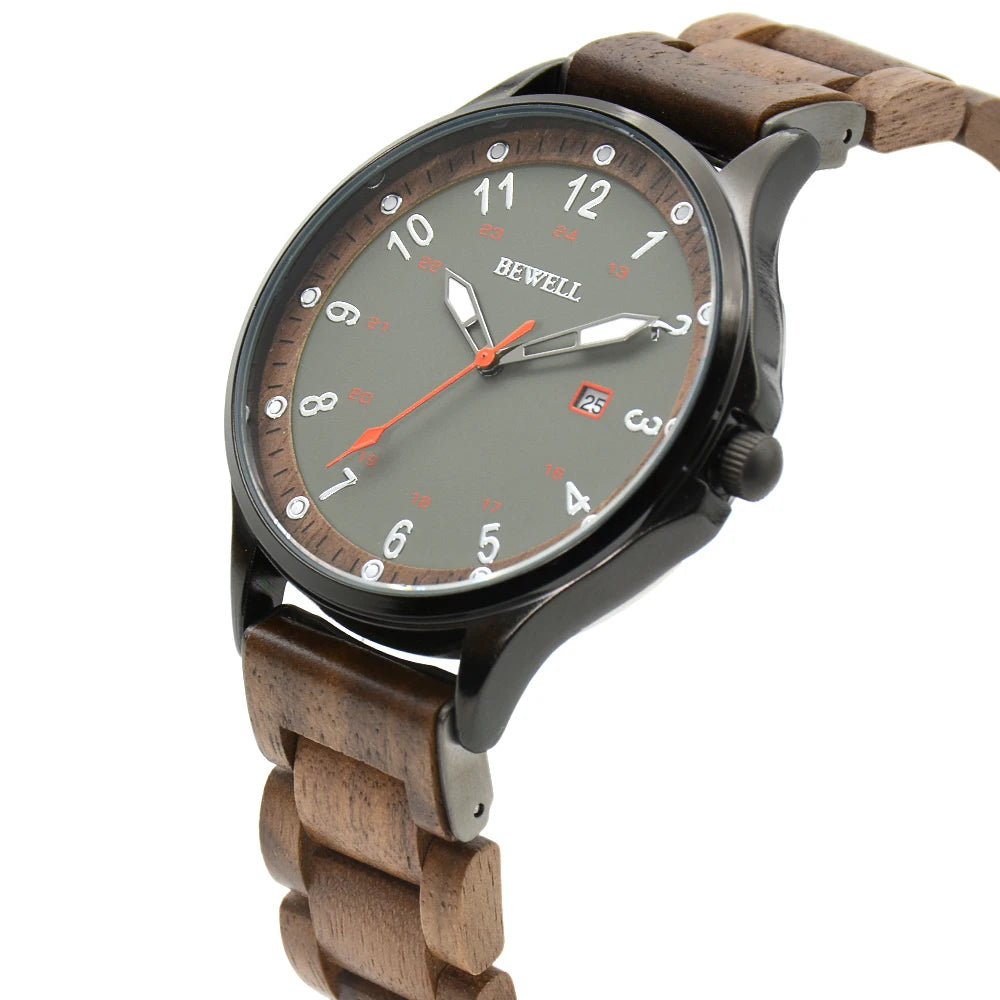 Alloy wooden watches for men slim analog quartz minimalist wrist watch - 198a