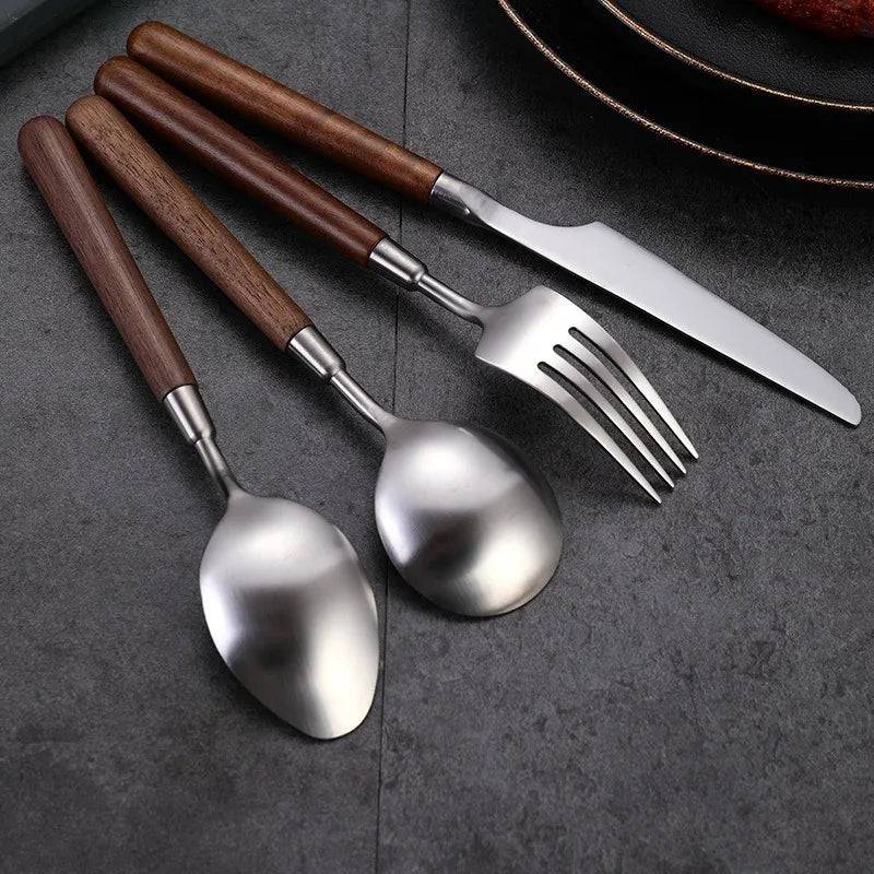 stainless-steel-knife-fork-spoon-walnut-handle-western-tableware-high-value-japanese-retro-wooden-handle-tableware