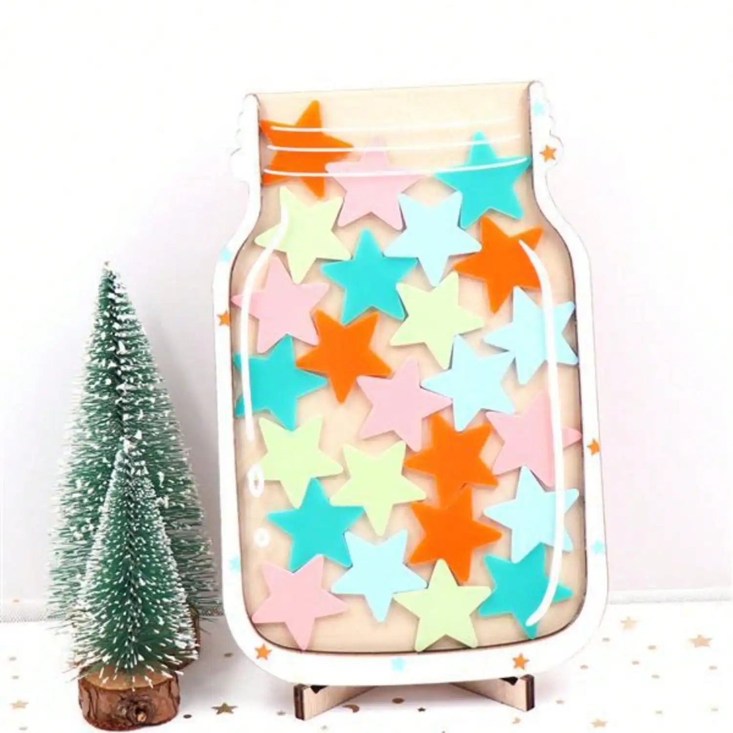 1pc creative christmas gift,wooden star reward jar- motivational teaching tool for encouraging good behavior, - other