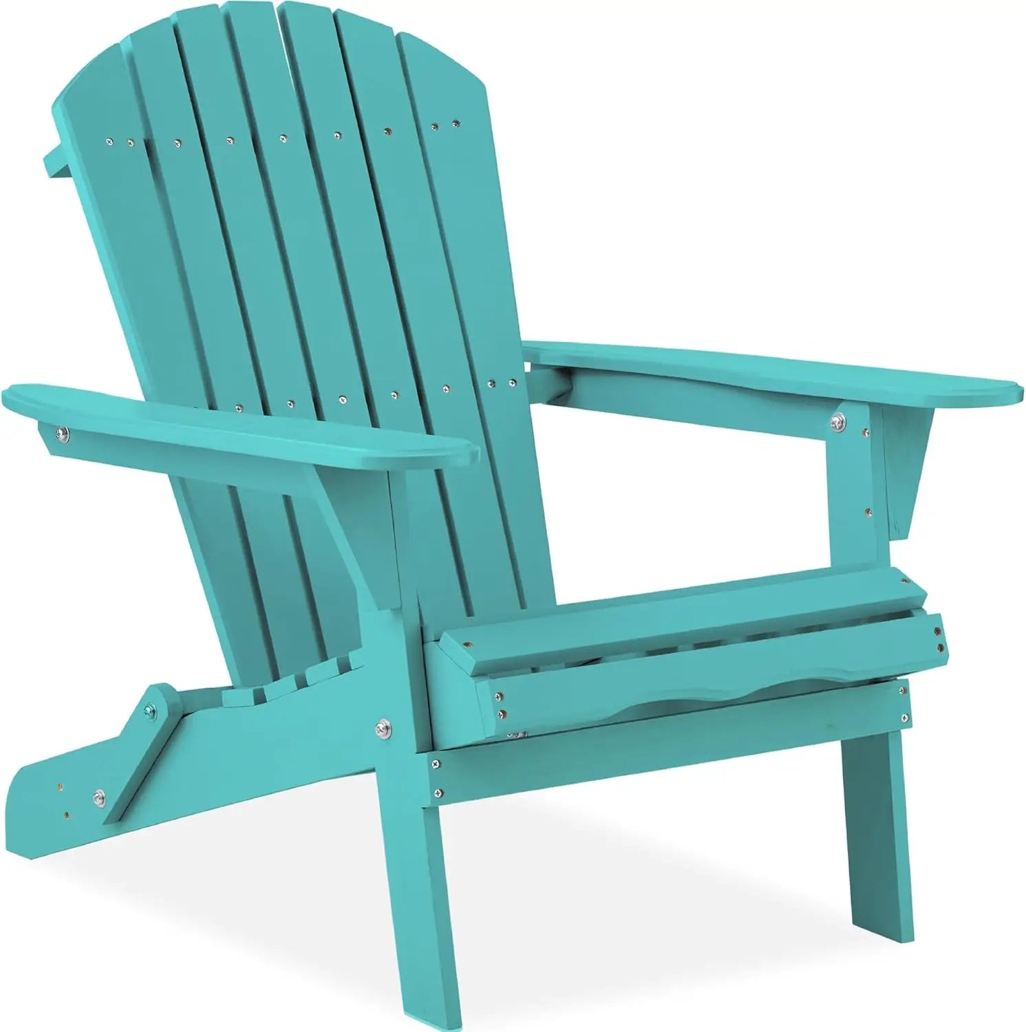 Folding adirondack chair outdoor wooden accent furniture fire pit lounge chairs for yard garden, - dark turquoise