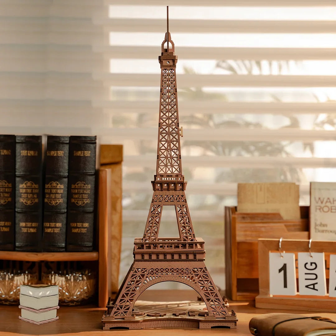 Robotime rolife night of the eiffel tower 3d wooden puzzle for teens adult miniature views famous buildings toys