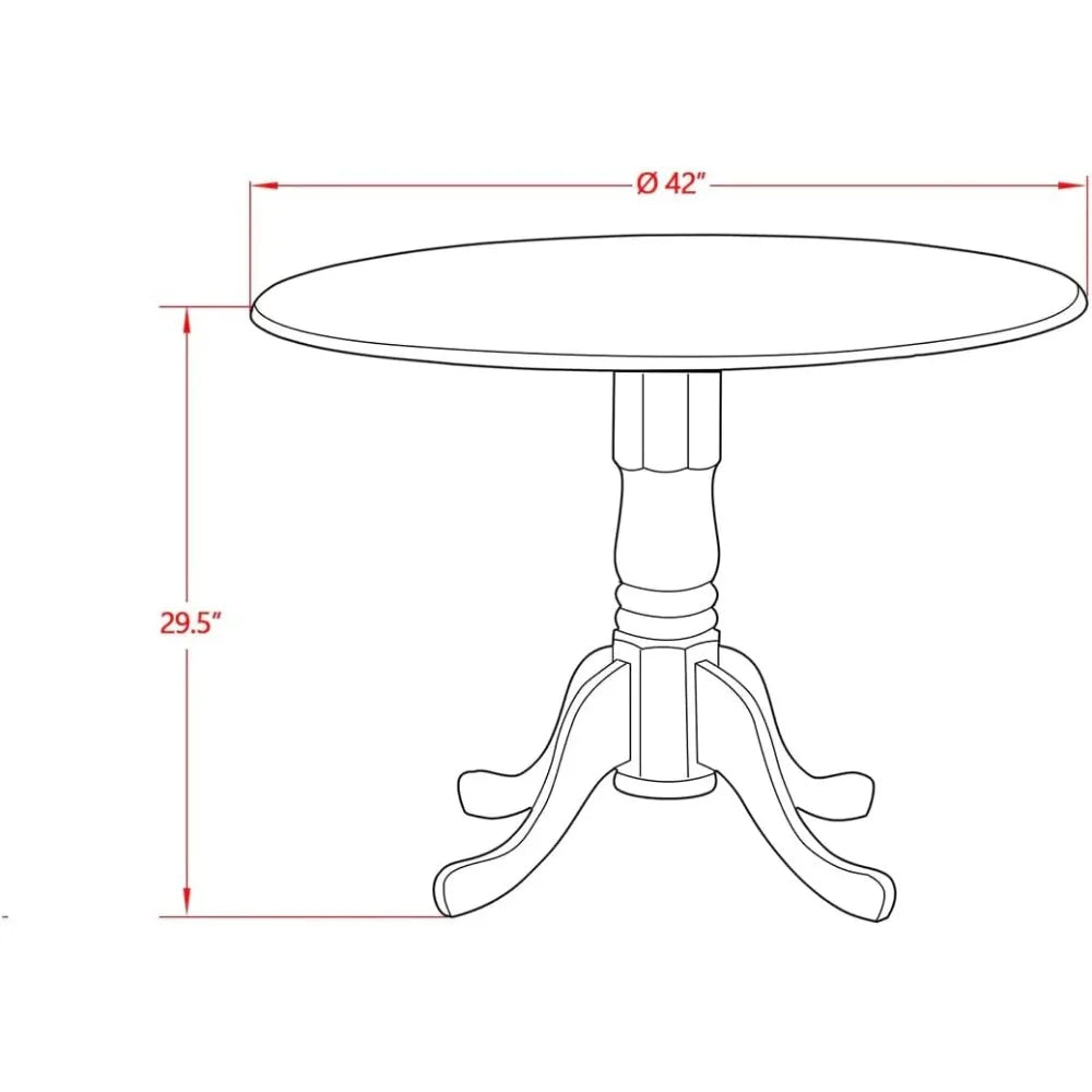 Round wooden dropleaf pedestal kitchen dining table 42x42 inches - united states / wirebrushed butterc