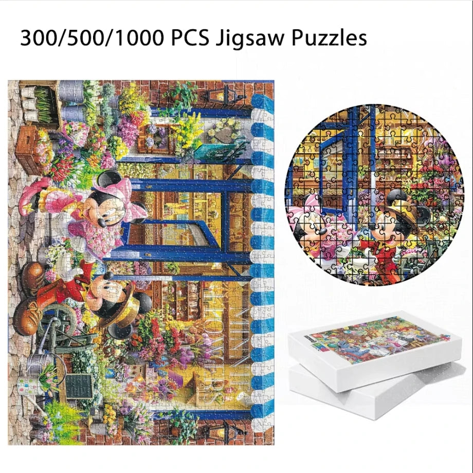 Jigsaw puzzle disney mickey minnie 108/200/300/500/1000 pieces wooden onepiece puzzles for adults toys gifts