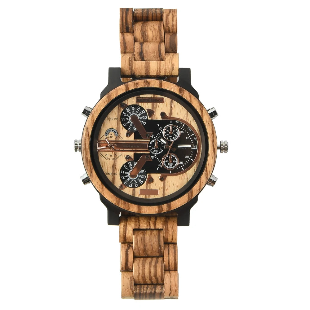 Large dial wooden wristwatches mens watch with free shipping montre en bois fashion business dieesl wood wrist watches