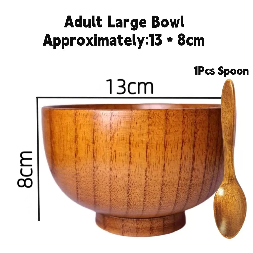 Japanese style natural wooden bowl tableware for fruit salad noodle rice soup bowls kitchen utensil dishes handmade