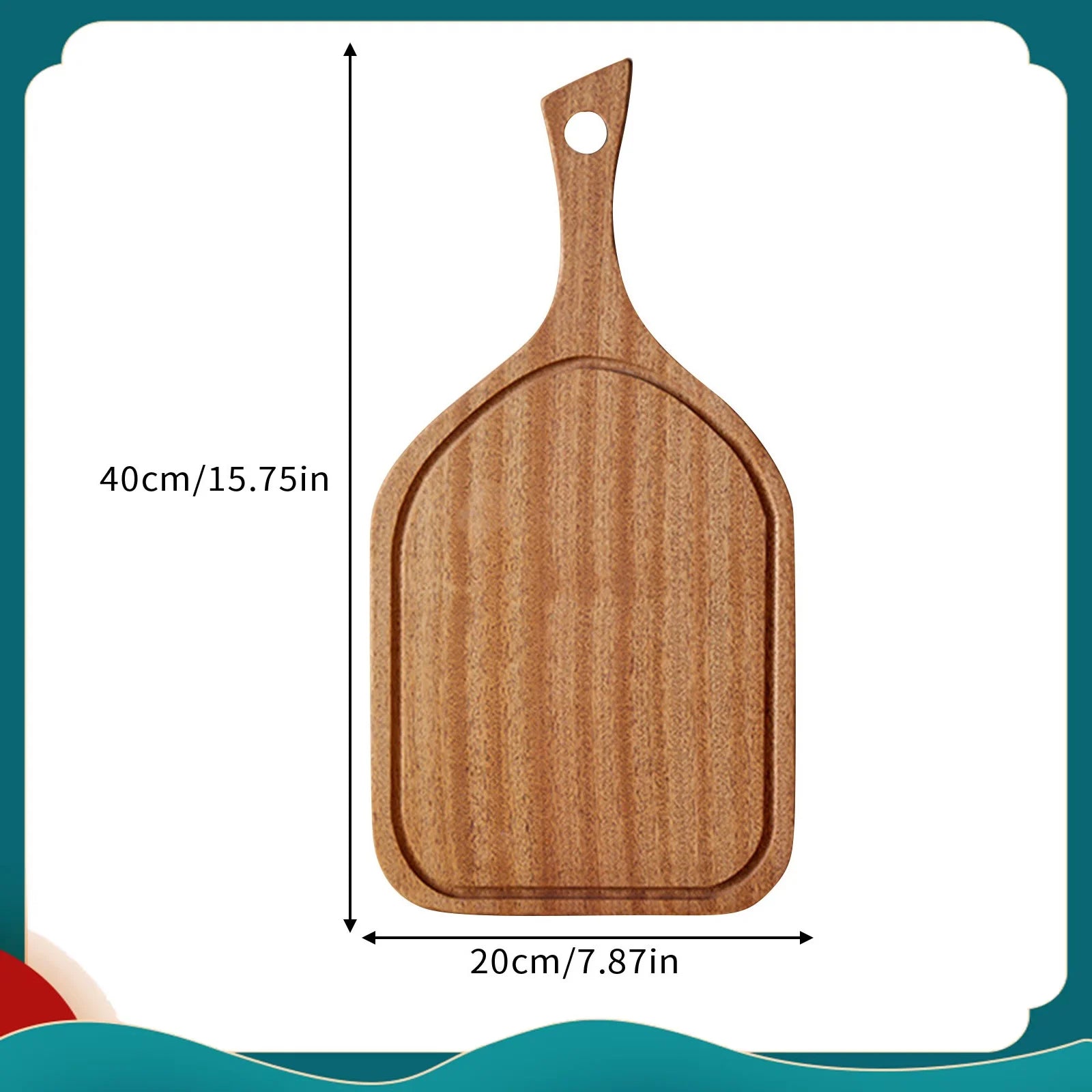 Carved wooden cutting board fruit water cup children’s dining plate steak - 40x20x2cm / one size