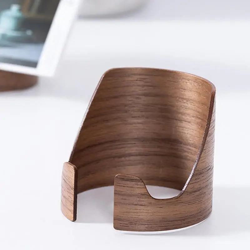 Phone desk stand decorative cylinder shape smartphone holder living room decorations wood desktop organizer
