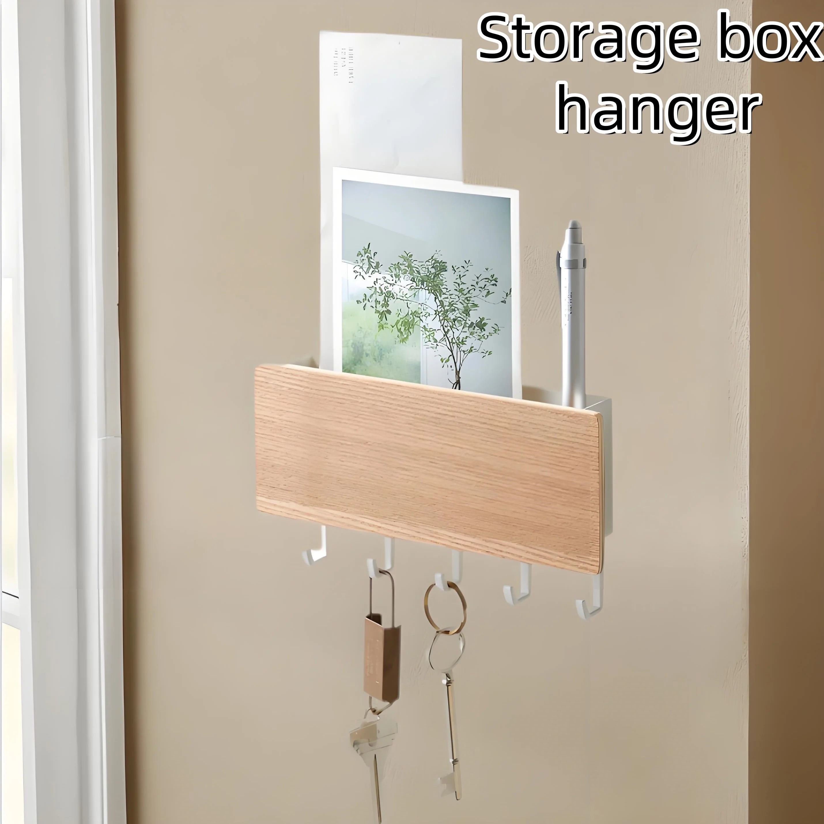 Rustic wall mount key holder organizer | wooden shelf with hooks for entryway storage | farmhouse decor mail & sundries