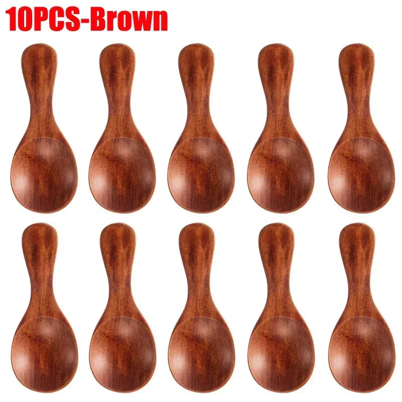 Customized short handle small natural wooden spoonstea coffee kitchen spice condimentsalt sugar enduring mini spoon