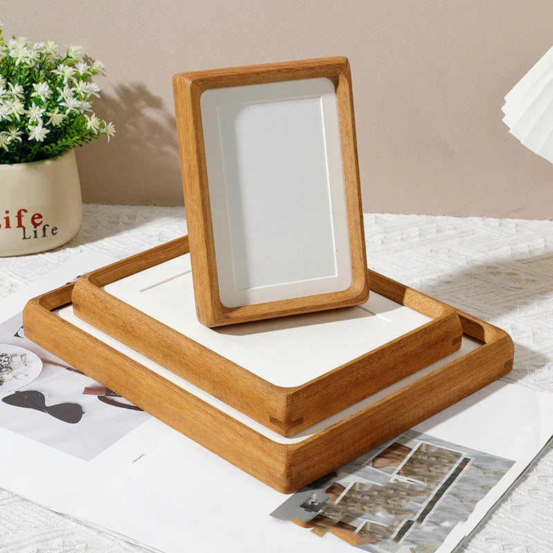 Solid wood black walnut mortise and tenon round corner picture frame elegant couple’s photo display stand home decor
