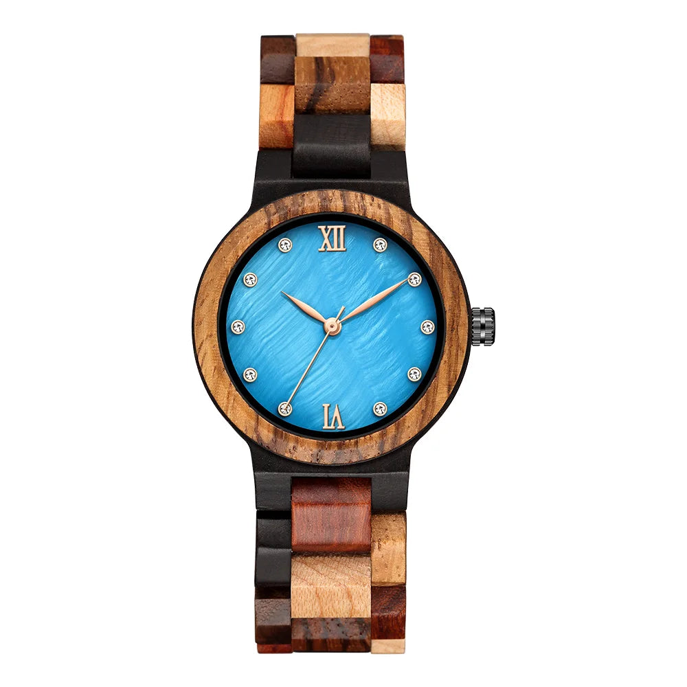 Personalized creative watch shell faced dial colorful strap wooden quartz watches for man woman relojes para hombres