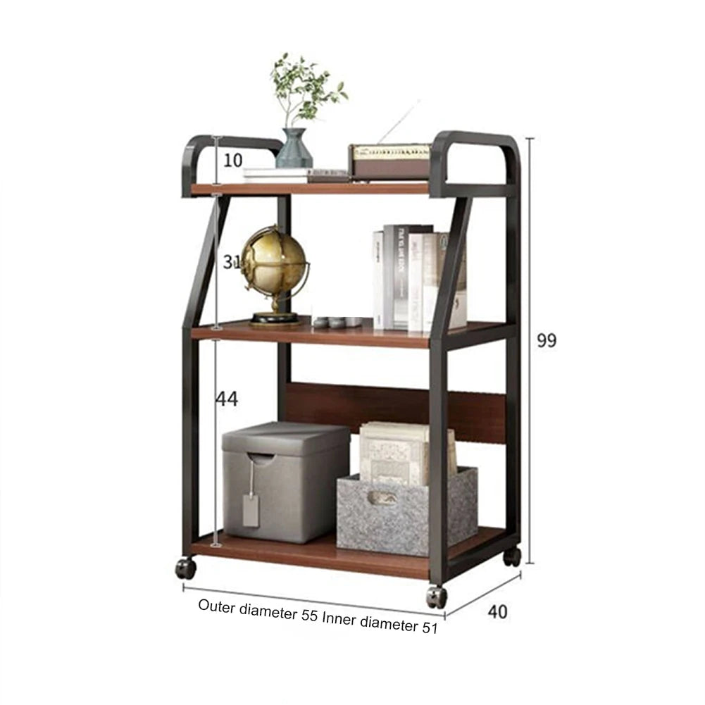Printer stand side/corner table 3 tier rolling mobile cart with wheels storage shelves for home office mini fridge