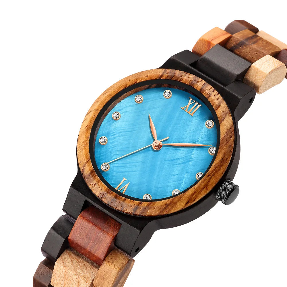 Personalized creative watch shell faced dial colorful strap wooden quartz watches for man woman relojes para hombres