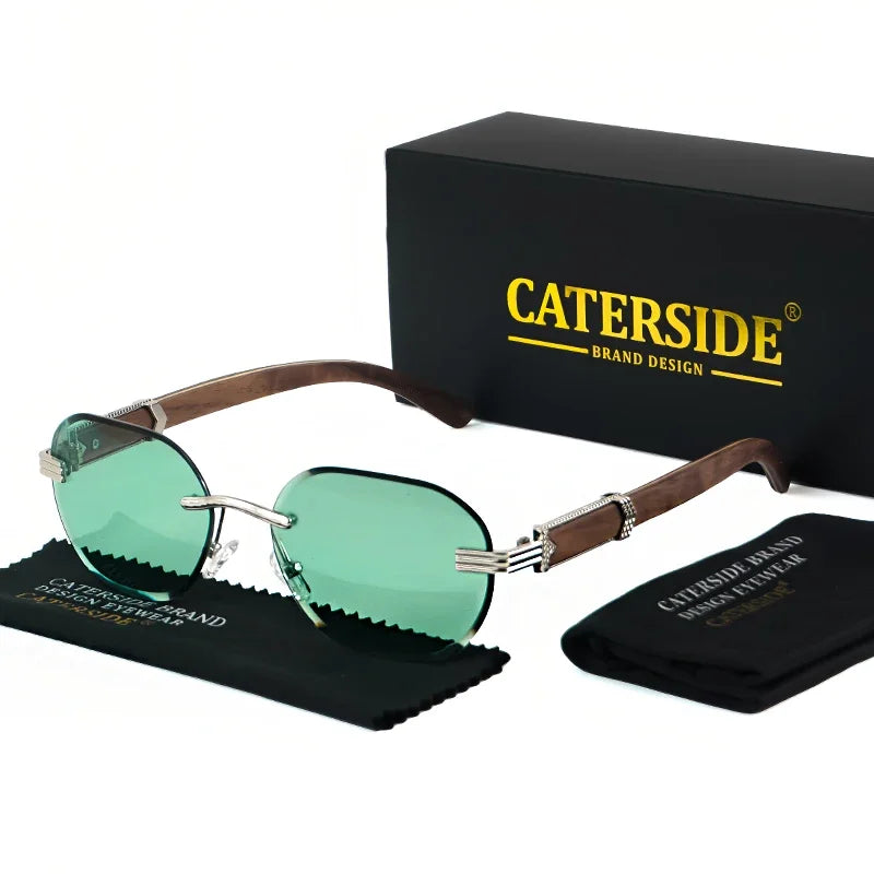 Caterside new natural solid wooden sunglasses men boundless round fashion sun glasses women party business outdoor