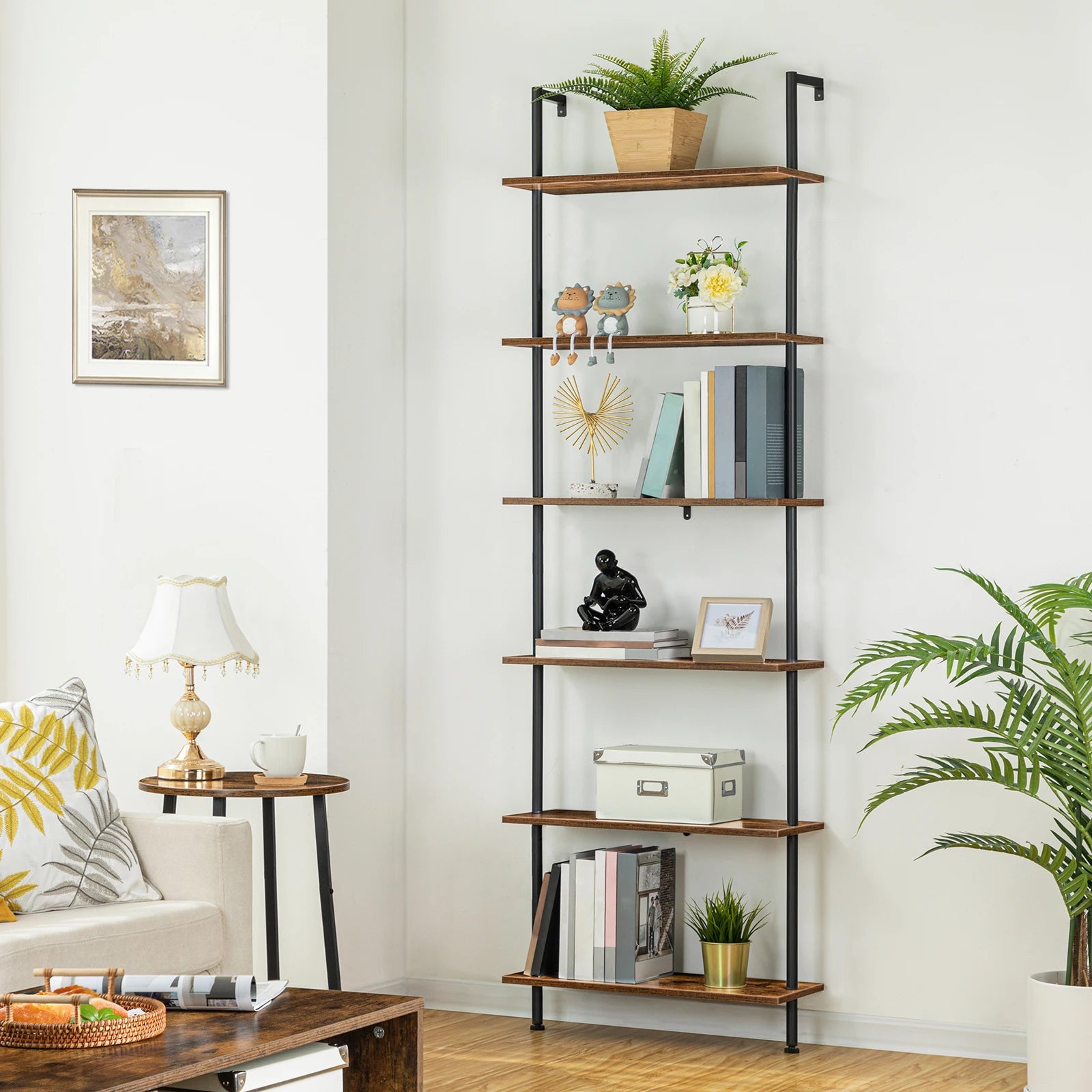 diy-ladder-shelf-6-tier-wall-mounted-bookshelf-office-vertical-bookcase-wooden-storage-shelves-for-home-office