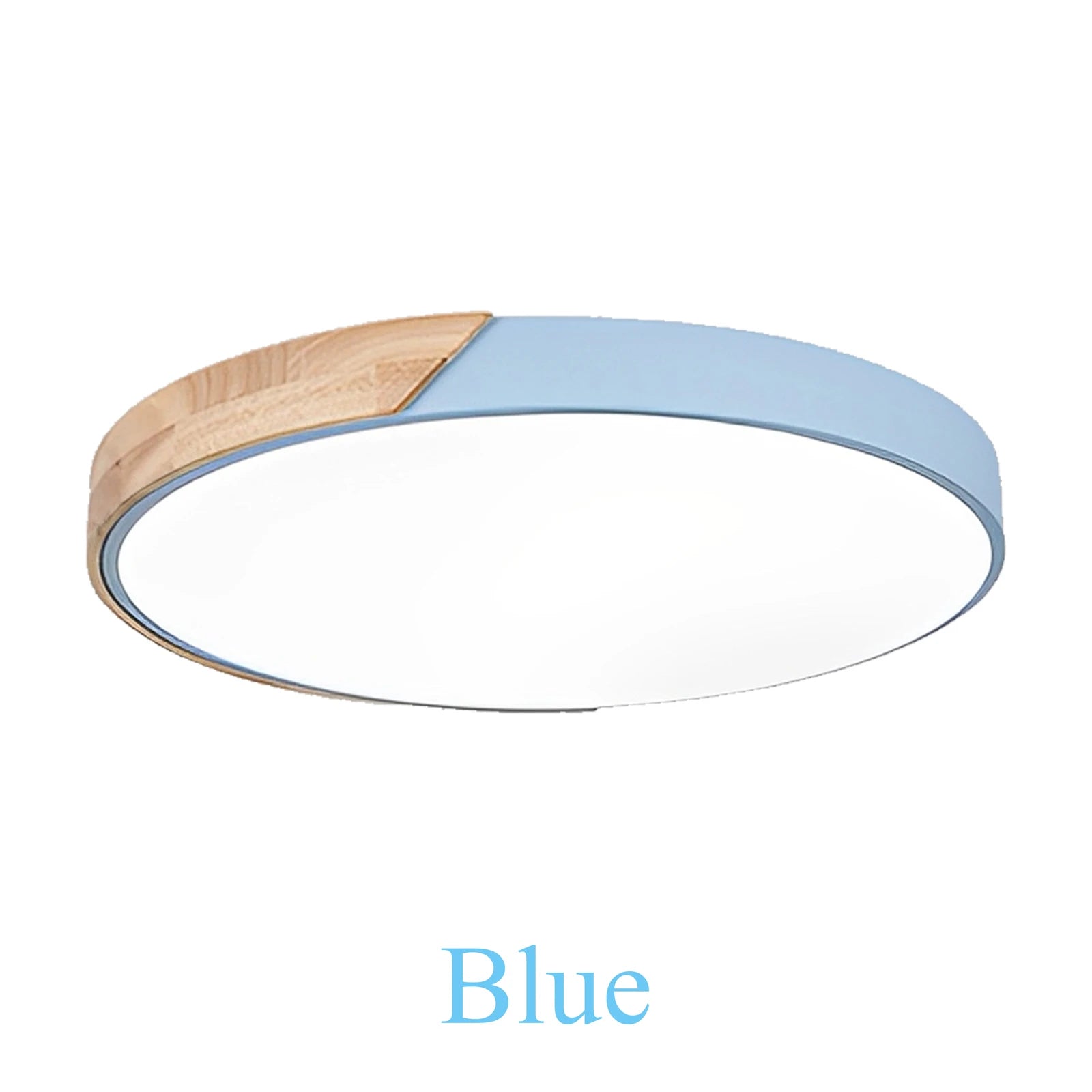 Led ceiling light 12w modern round macaron wooden lamp indoor bedroom living room lighting fixture surface mount - blue