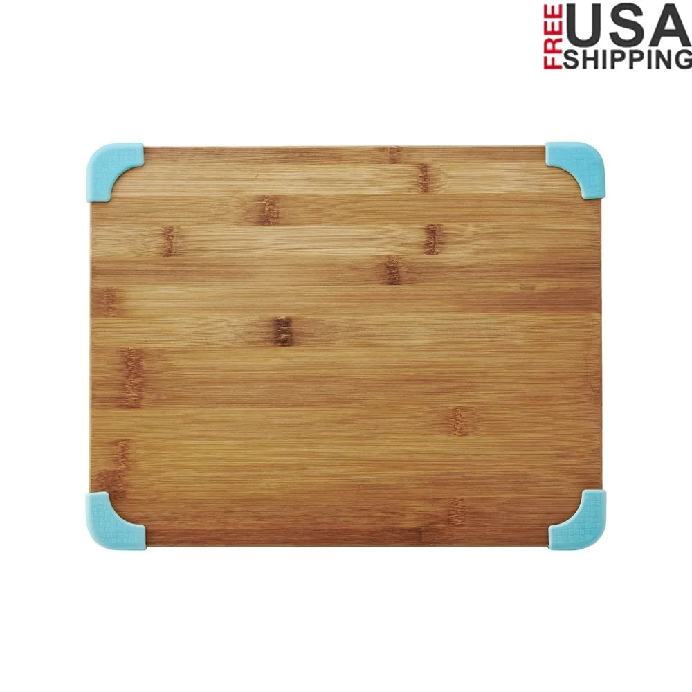 Thick nonslip bamboo cutting board reversible durable kitchen essential food preparation easy on blades hand wash safe