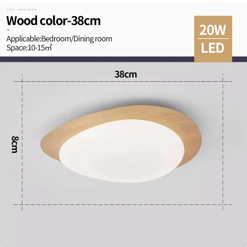 Bedroom light nordic original wood grain color ceiling modern minimalist and creative led restaurant book room lighting