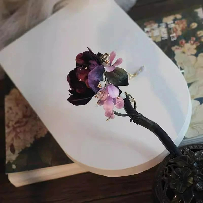 Original intangible cultural heritage edelweiss hairpin high-end new chinese ancient style tassel sandalwood hair