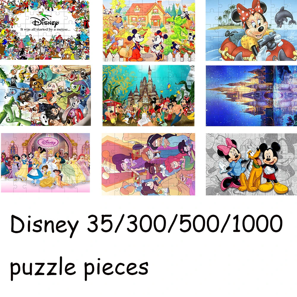 Jigsaw puzzle disney mickey minnie 108/200/300/500/1000 pieces wooden onepiece puzzles for adults toys gifts