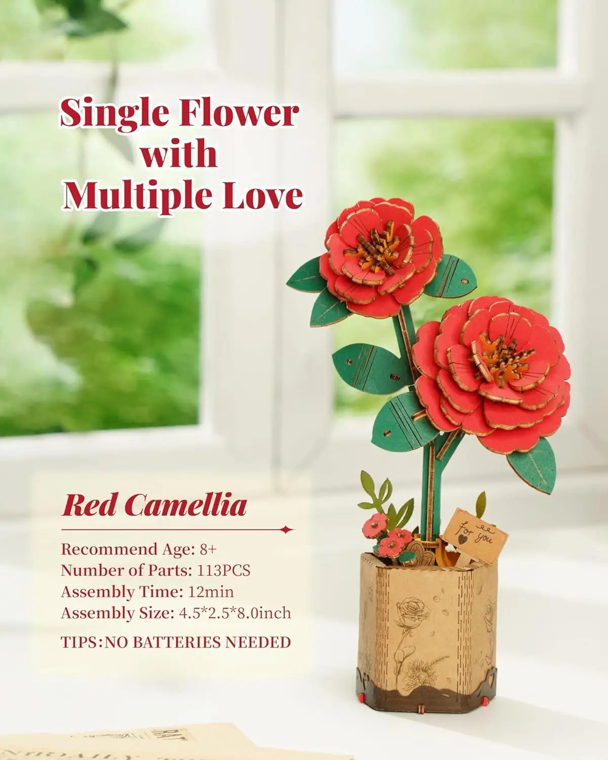 Robotime 3d wooden puzzle flowers bouquet bloom craft model kits eternal romantic gift for birthday mother’s day