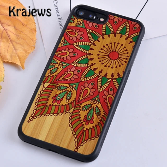 Krajews natural bamboo wood soft phone case cover for iphone 16 15 se2020 14 6 7 8 plus 11 12 13 pro max plus coque