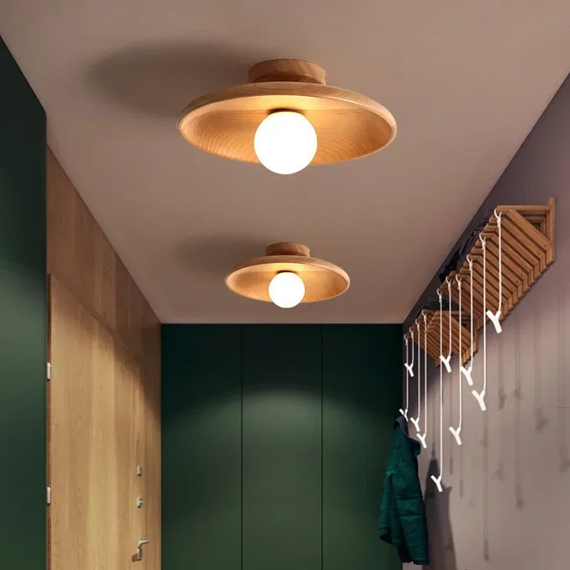 Nordic ceiling light wooden circular used for high-quality lighting in cloakrooms bedrooms study rooms homes,