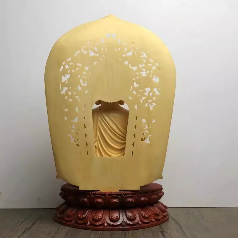 Religious wooden buddha statue sakyamuni amitabha vairocana feng shui decor for home temple altars - (buddhist)