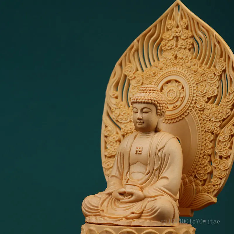 Shakyamuni buddha statue for home and office decor wood hand carving crafts sitting lotus sculpture fengshui decoration