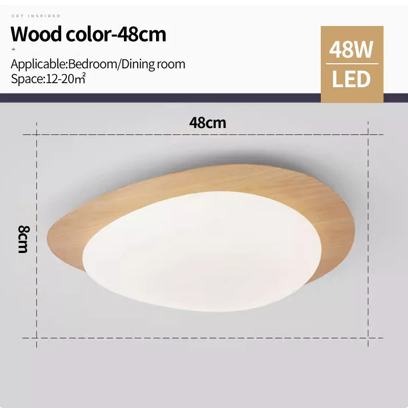 Bedroom light nordic original wood grain color ceiling modern minimalist and creative led restaurant book room lighting