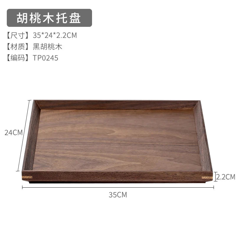 Japanese walnut tea ceremony wooden tray solid wood dry brewing home decoration high-end dessert dinner plate - c 35x