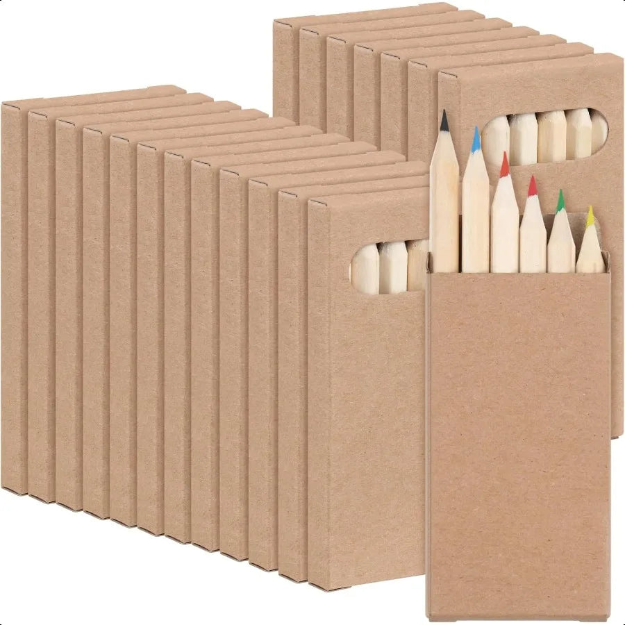 24 packs mini colored pencils bulk 3.5 inch coloring drawing pencil in kraft boxes goodie bags gifts for adult