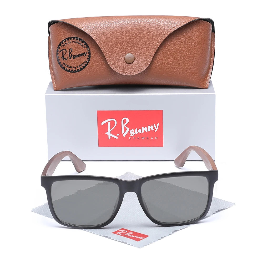 Rbsunny wood sun glasses man natural walnut sunglasses women eyeglasses polarizing uv protection eyewear - photochromic