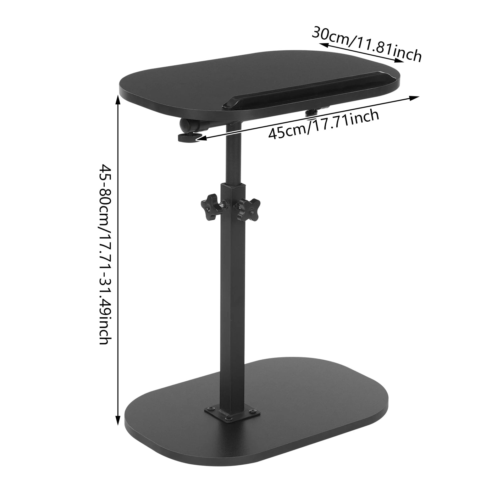 C-shaped side table small coffee height adjustable with 320 ° tiltable & 360° rotatable tabletop - black / germany