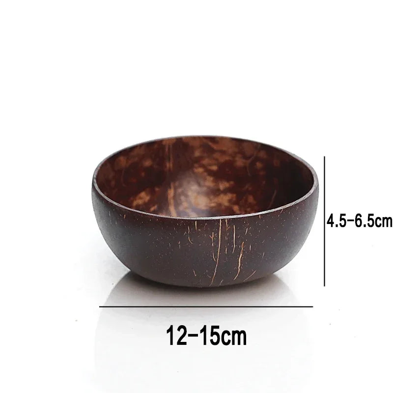 12-15cm natural coconut bowl set wooden salad ramen bowl wood spoon set coco smoothie kitchen tableware