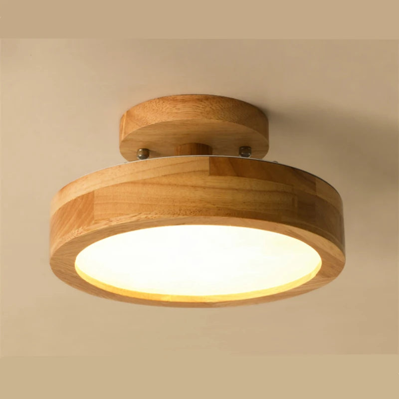 Nordic solid wood circular ceiling lamp aisle entrance hall bedroom hallway bathroom living room decoration led lighting