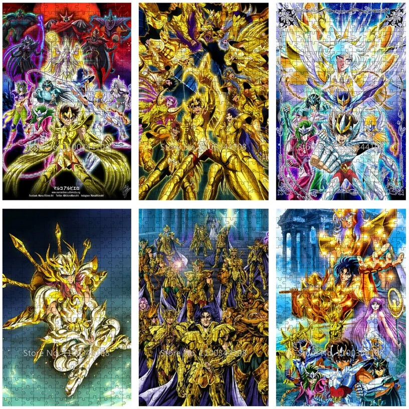 Saint seiya puzzle japanese anime knights of the zodiac 300/500/1000 jigsaw puzzles children’s educational toys family
