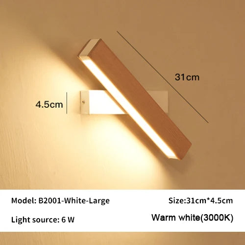 New rotatable wall lamp nordic solid wood led light simple bedside study reading adjustable lighting home decor lamps