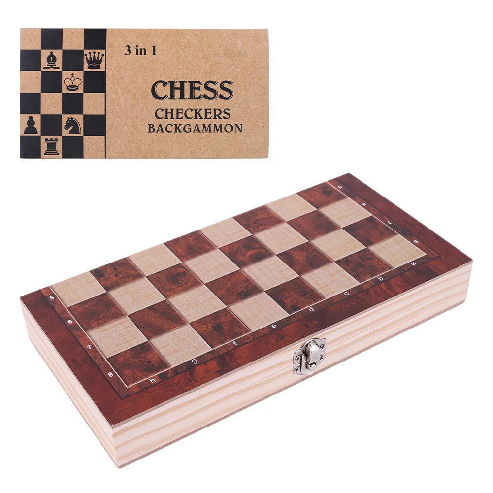 29x29cm large chessboard developing strategic thinking 3 in 1 chess chekers backgammon foldable board for kids adults
