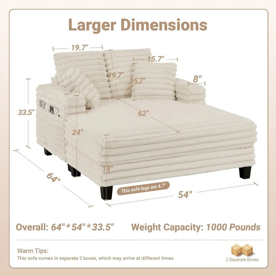 Chaise lounge chair indoor 64 oversized s with wood frame upholstered sofa bed for living room movie bedroom 4 - united