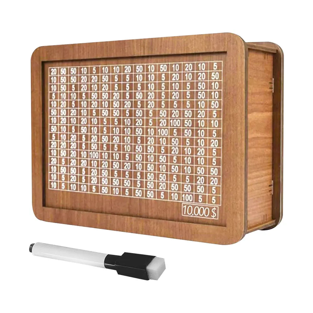 Money box with counter saving cash vault retro style wooden piggy bank handmade goal for child adult - log color