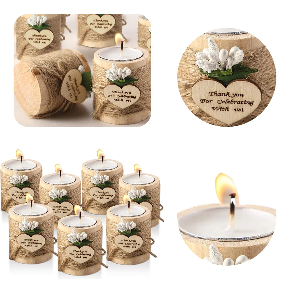 12 pcs set of wooden tealight candle holders small candlelight candlestick wedding favors bridal shower for guests