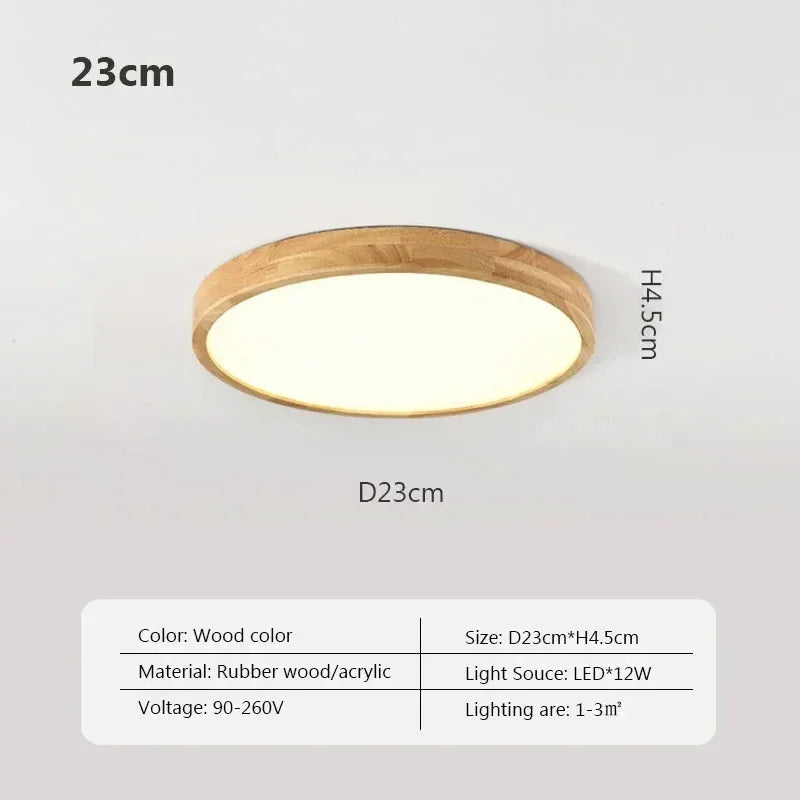 Wooden ceiling light nordic led round ultrathin lamps for bedroom living room office minimalist home decoration