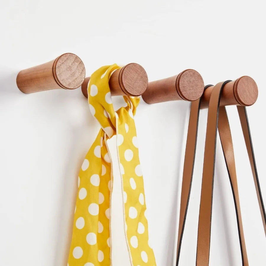 Wood wall hooks hat rack wooden coat mounted decorative single organizer hanger towel cherry2ih 6pack - united states