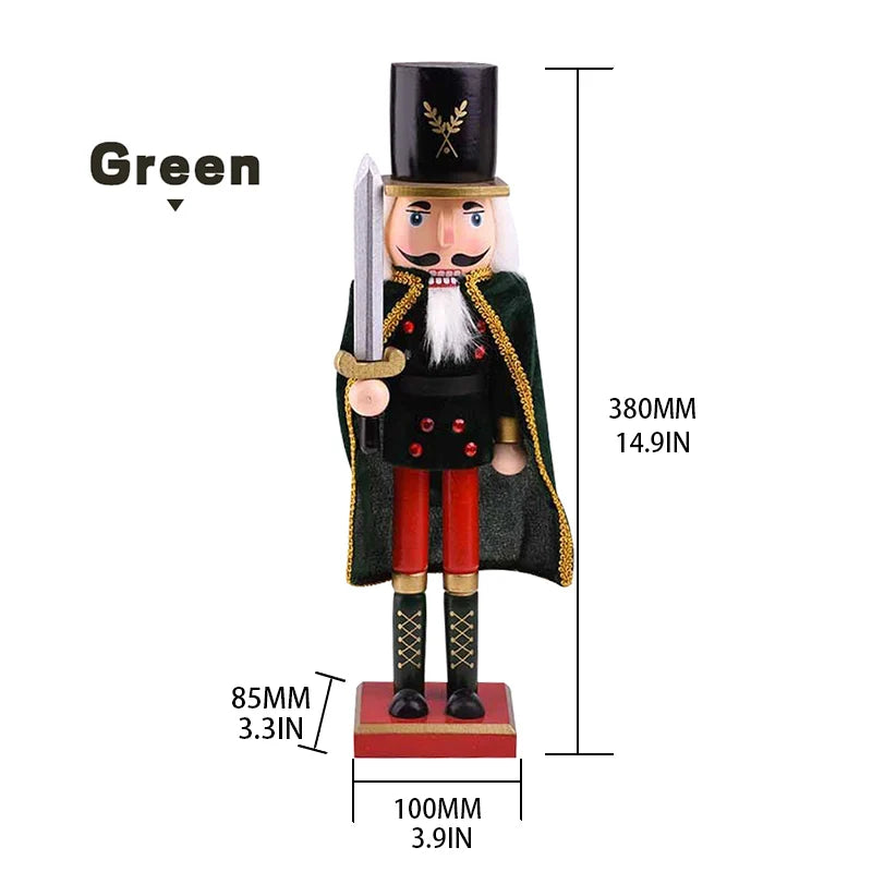Christmas nutcracker decoration puppet solider cloak king wooden doll walnut handcraft figurine home office decor merry