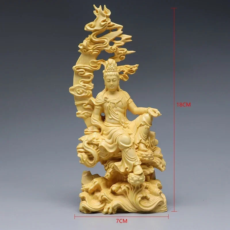 Guanyin buddha statue bodhisattva sculpture craft wood home living room decor - religious (buddhist)