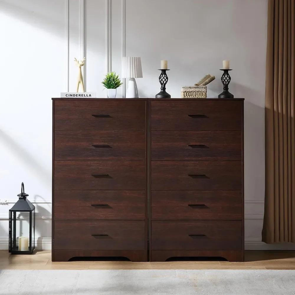 Dark cherry dresser for bedroom 5 drawer dressers & chests of drawers modern wood 47 inches tall chest